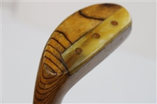 “The Duke” Handmade Wood Mallet Head Putter, Splice Neck, Nosing Strip, Green Suede Leather Wrap Grip