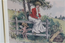 1904 Lady Golfer Smitten By Eros As Man Walks Near Color Print By Lou Mayer, Wood Framed