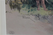 1904 Lady Golfer Smitten By Eros As Man Walks Near Color Print By Lou Mayer, Wood Framed