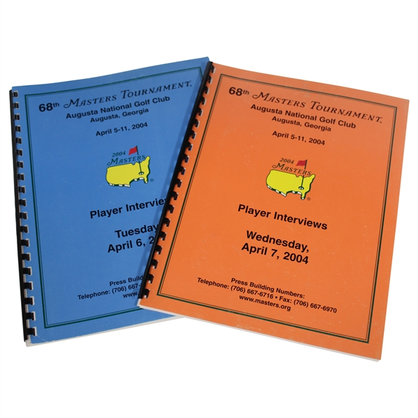 2004 Masters Tournament Tuesday & Wednesday Player Interviews Booklets - Tiger, Arnie, Jack & more