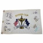 Mickelson, Garcia, OMeara & others Signed 1999 Ryder Cup at The Country Club Embroidered Flag JSA ALOA