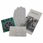 Johnny Revolta Signed Cut Card, Film, & Original Glove In Package JSA ALOA