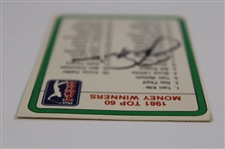 Jack Nicklaus Signed 1981 PGA Tour Top 60 Money Winners Checklist Card (1982) JSA ALOA