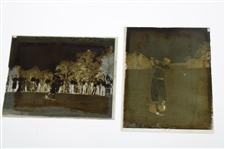 Two (2) Vintage Glass Negative Plates - Action Shot & Pose