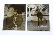 Two (2) Vintage Glass Negative Plates - Action Shot & Pose