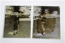 Two (2) Vintage Glass Negative Plates - Action Shot & Pose