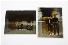 Two (2) Vintage Glass Negative Plates - Action Shot & Pose