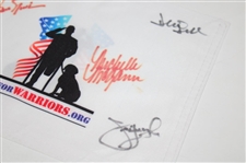Jack Nicklaus, Jim Furyk & Three (3) Others Signed K9s For Warriors Mini Flag JSA ALOA
