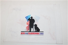 Jack Nicklaus, Jim Furyk & Three (3) Others Signed K9s For Warriors Mini Flag JSA ALOA