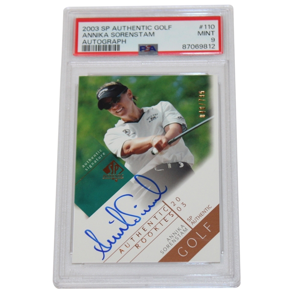 Annika Sorenstam Signed SP Authentic 2003 Rookies Card #40/799 PSA Graded Mint 9 