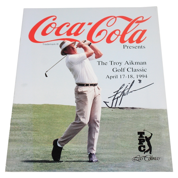 Troy Aikman Signed 1994 Coca-Cola TPC Las Colinas Magazine JSA ALOA