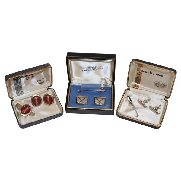 Three (3) Sets Of Golf Theme Cuff Links