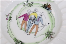 Pair Of Crown Staffordshire Fine Bone China Golfer Plates