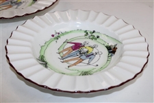 Pair Of Crown Staffordshire Fine Bone China Golfer Plates