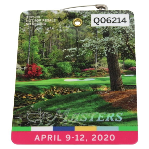 2020 Masters Tournament SERIES Badge #Q06214 - Dustin Johnson Winner