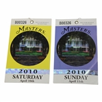 2010 Masters Tournament Saturday 3rd Rd & Sunday Final Rd Tickets - Mickelson Winner