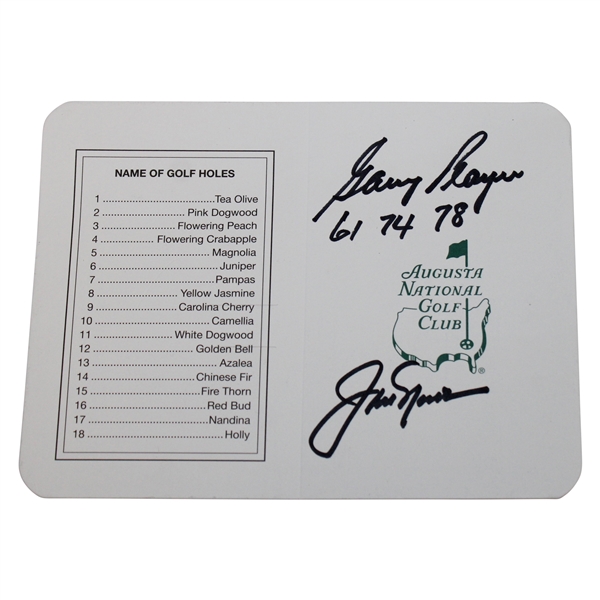 Jack Nicklaus & Gary Player (w/61, 74, 78) Signed Augusta National GC Scorecards JSA ALOA
