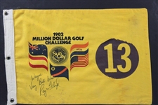 Champ Ray Floyd Signed 1982 Million Dollar Golf Challenge Tournament-Used Hole #13 Flag - Framed JSA ALOA