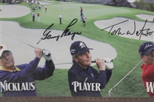 Nicklaus, Player, & Watson Signed 2015 Legends Of Golf Framed Piece JSA ALOA