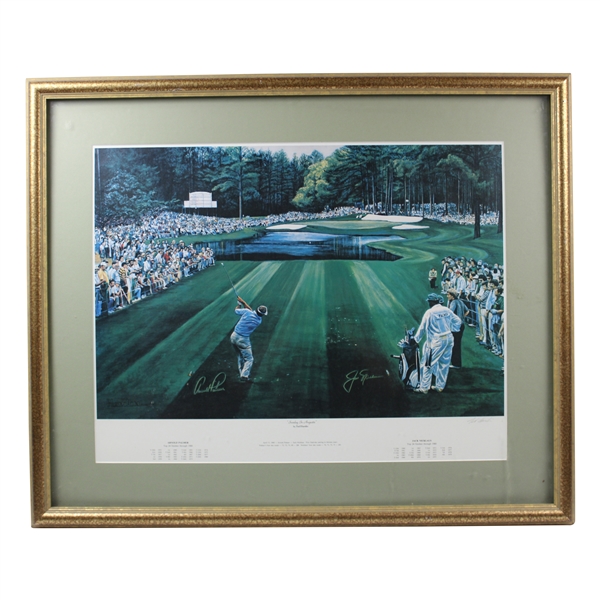 Nicklaus & Palmer Facsimile Signed Sunday In Augusta Framed Poster by Artist Ted Hamlin