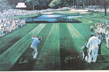 Nicklaus & Palmer Facsimile Signed Sunday In Augusta Framed Poster by Artist Ted Hamlin