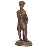 Bronze Colored Caddy Boy Austin Sculpture Statue