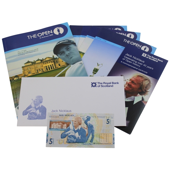 2005 Open Championship at St. Andrews Official Programme & Royal Bank of Scotland Nicklaus 5 Pound Note