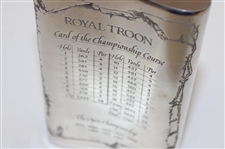 Royal Troon Pewter Flask with Course Layout & Scorecard Engraved - Great Condition in Original Box