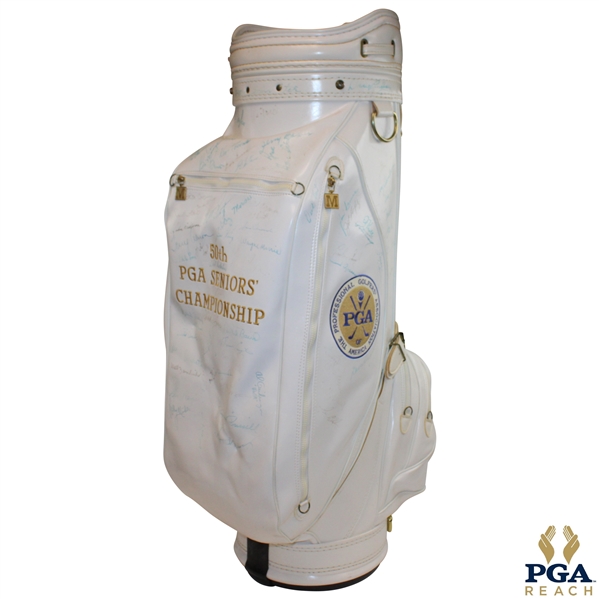 Gary Player, Lee Elder, Charlie Sifford & 50+ Other Stars Signed 50th Senior PGA Championship at PGA National GC Golf Bag
