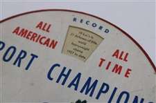 c.1944 All American All Time Sports Champions Record Trivia Wheel w/ Bobby Jones