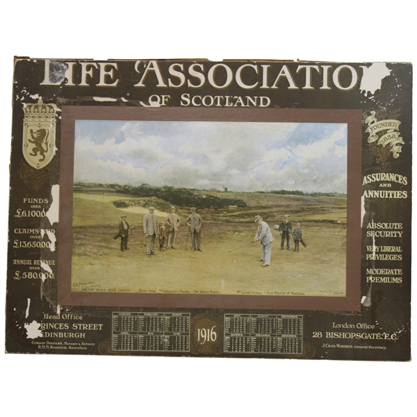 1916 Life Association Of Scotland Walton Heath Golf Club w/ James Braid Calendar by Michael Brown