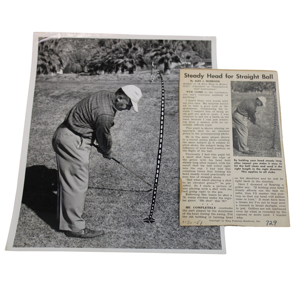 Alex Morrison 1951 Steady Head for Straight Ball Photo with News Article Where Used