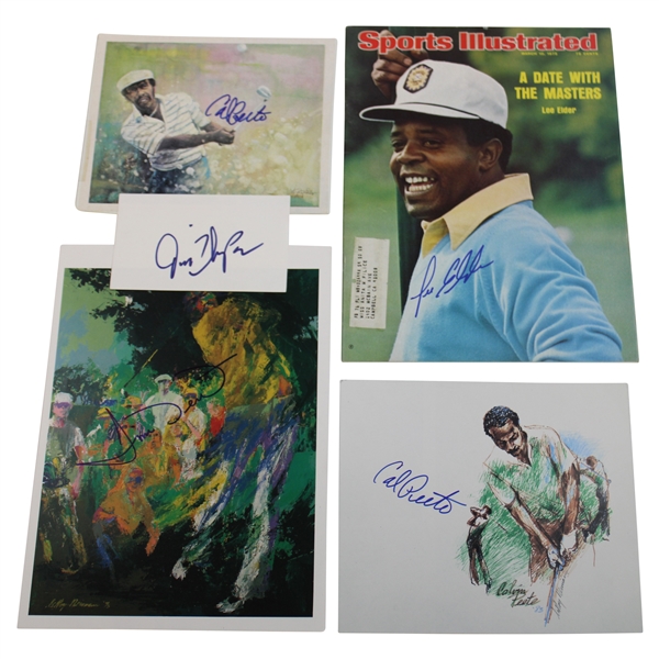 Lee Elder, Jim Dent, Calvin Peete(x2) & other Signed Neiman Prints & Sports Illustrated Magazine JSA ALOA