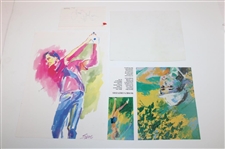Lee Elder, Jim Dent, Calvin Peete(x2) & other Signed Neiman Prints & Sports Illustrated Magazine JSA ALOA