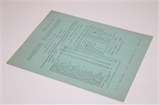 1950 Masters Tournament Betting Sheet 