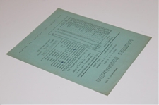 1950 Masters Tournament Betting Sheet 