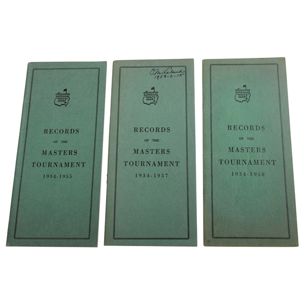 1955, 1957 & 1958 Records of the Masters Tournament Green Booklets (3)