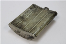 Vintage Pewter Post-Swing Golfer Emblem Flask 
