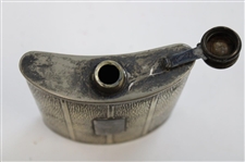 Vintage Pewter Post-Swing Golfer Emblem Flask 