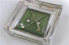 Classic Crossed Clubs with Golf Balls On Green Circular Glass Bowl/Dish