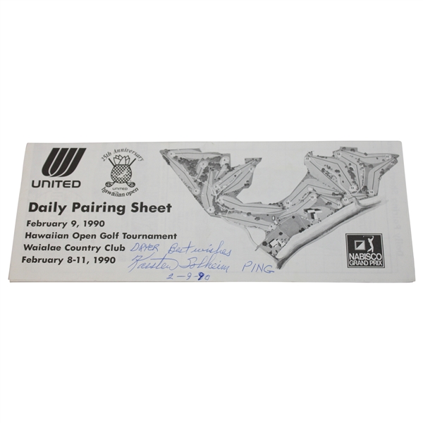 1990 Karsten Solheim Signed Golf Pairing Sheet JSA ALOA