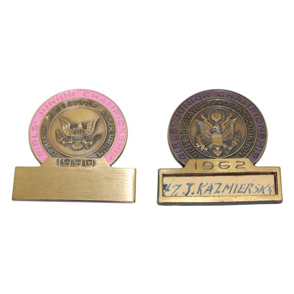 Two (2) U.S. Junior Girls Championship Contestant Badges - 1962 & 1990
