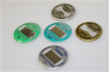 1971, 1974, 1984, 1990, & 1994 Masters Tournament Working Press Badges