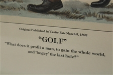 1987 Sportsmen Golf 1892 Vanity Fair John Ball Reproduction Print - Framed