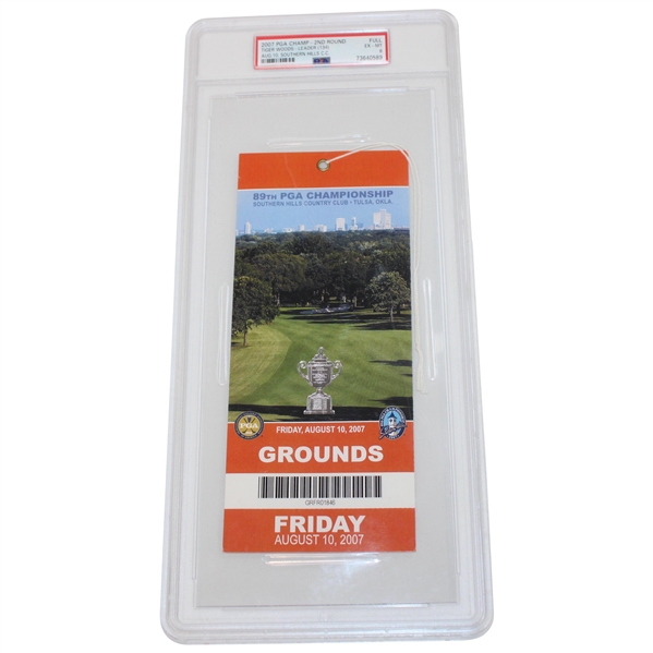 2007 PGA Championship 2nd Round Full Ticket Tiger Woods Leader 134 PSA 6 EX
