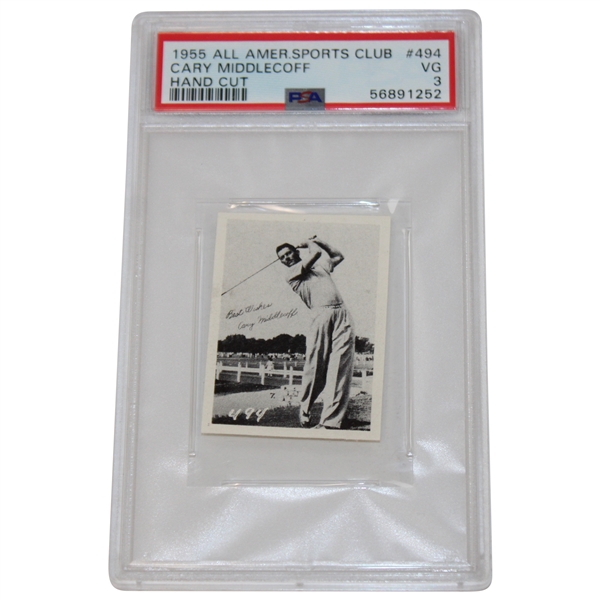 Cary Middlecoff 1955 All American Sports Club Hand Cut Card PSA Graded 3