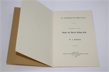 1994 'St. Andrews To The Play - Dedicated to R&A' Ltd Ed 40/300 Booklet - Facsimile of 1854 Booklet