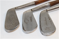 Three (3) Woodshaft Irons Macgregor Mashie, Alex Macdonald Mashie, Thistle Brand Mashie