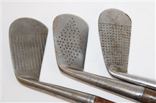 Three (3) Woodshaft Irons Macgregor Mashie, Alex Macdonald Mashie, Thistle Brand Mashie