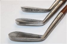 Three (3) Woodshaft Irons Macgregor Mashie, Alex Macdonald Mashie, Thistle Brand Mashie